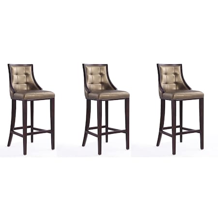 Manhattan Comfort Fifth Avenue Bar Stool in Bronze and Walnut (Set of 3) 3-BS007-BZ